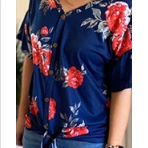 Blue & Pink Floral Top